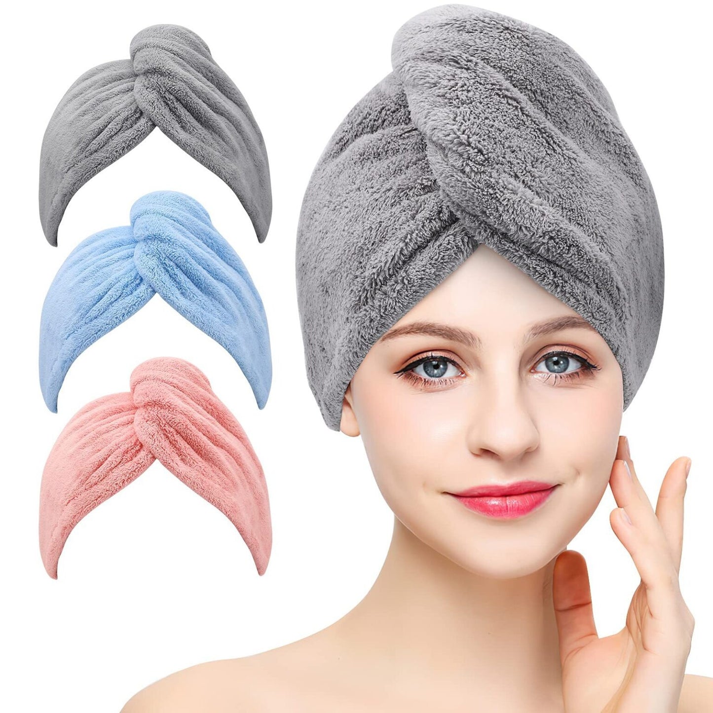 Quick Hair Dry Velvet Bath Towel Cap