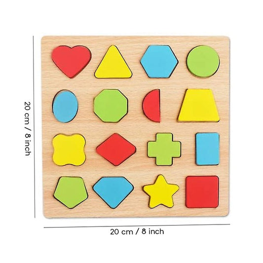Colorful Geometric Shapes Wooden Cognitive Board Puzzle