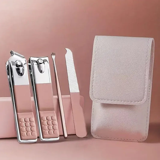 4-in-1 Professional Manicure Set – Stainless Steel Nail Care Kit with Nail Clippers, Nail File & Dead Skin Fork (Random Color)