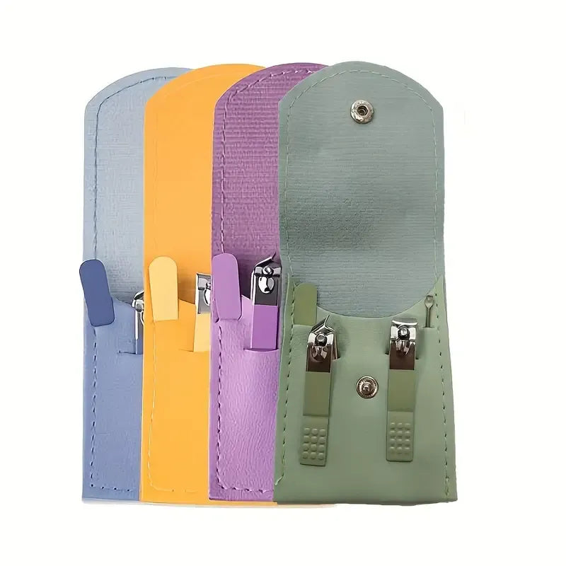 4-in-1 Professional Manicure Set – Stainless Steel Nail Care Kit with Nail Clippers, Nail File & Dead Skin Fork (Random Color)