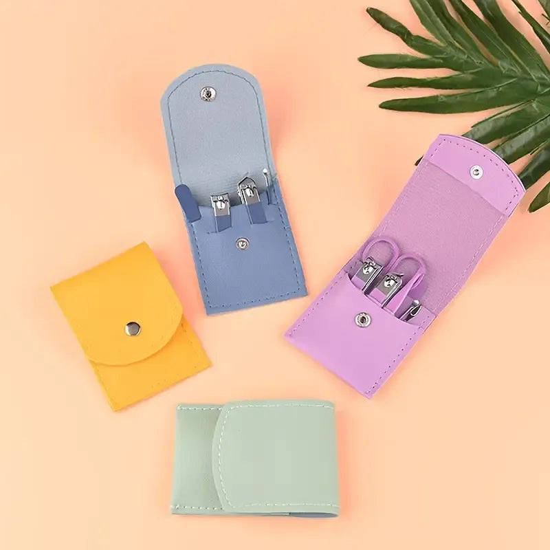 4-in-1 Professional Manicure Set – Stainless Steel Nail Care Kit with Nail Clippers, Nail File & Dead Skin Fork (Random Color)