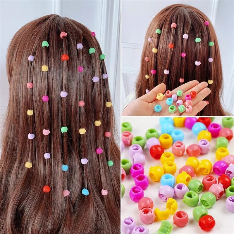 30 PCS Baby Girls Hairpins – Cute Candy Color Mini Hair Clips & Hair Braids Beads Set (Random Color)
